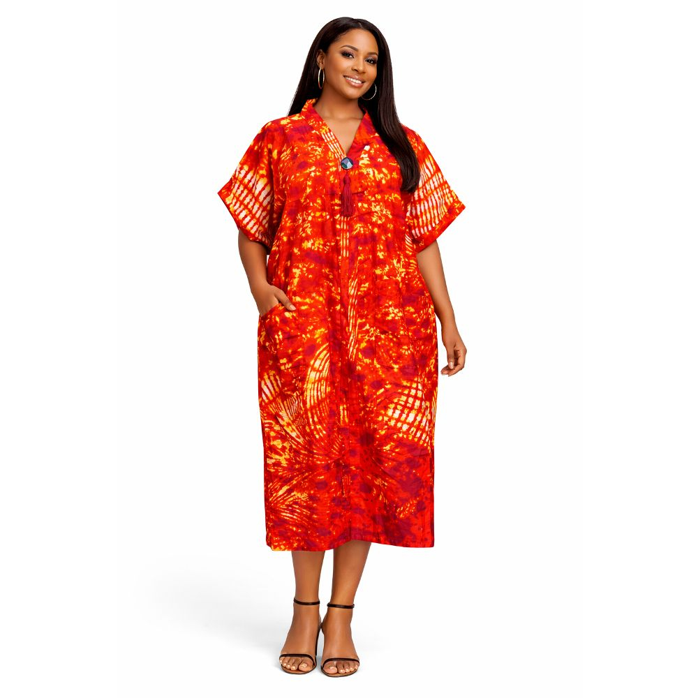Vibrant Tie Dye Short Sleeved Knee Length Dress